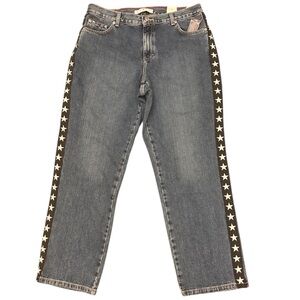 Tommy Hilfiger Star Side Hipster Straight Aged Blue Front Vintage Jeans Size 14